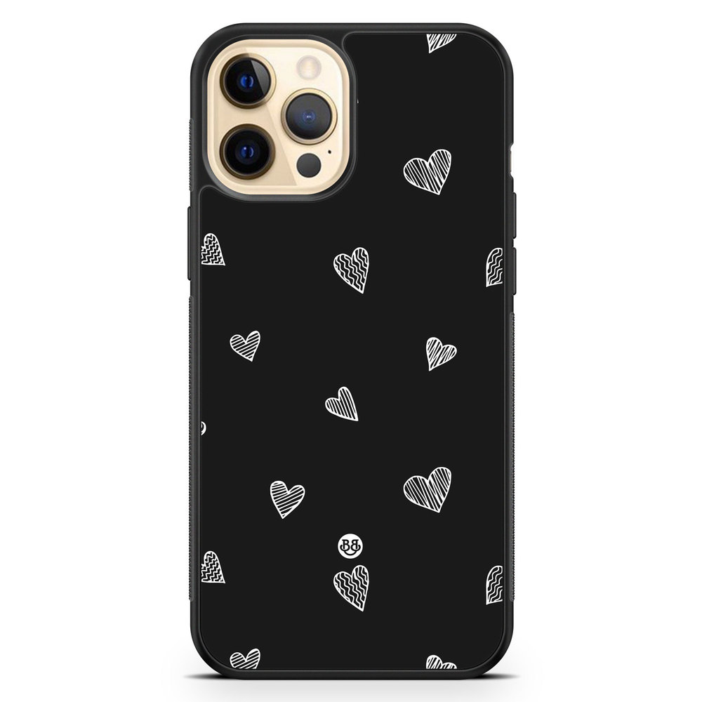iPhone 12 Pro Max Case - Black & White Hearts