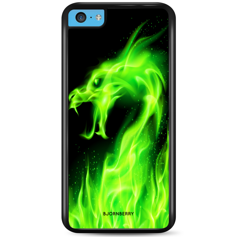 iPhone 5C Case - Green Flames Dragon