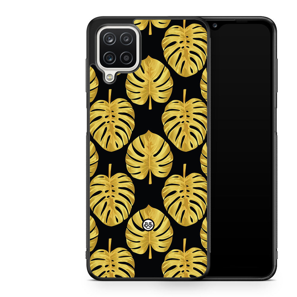 Samsung Galaxy A12 Case - Gold Monstera