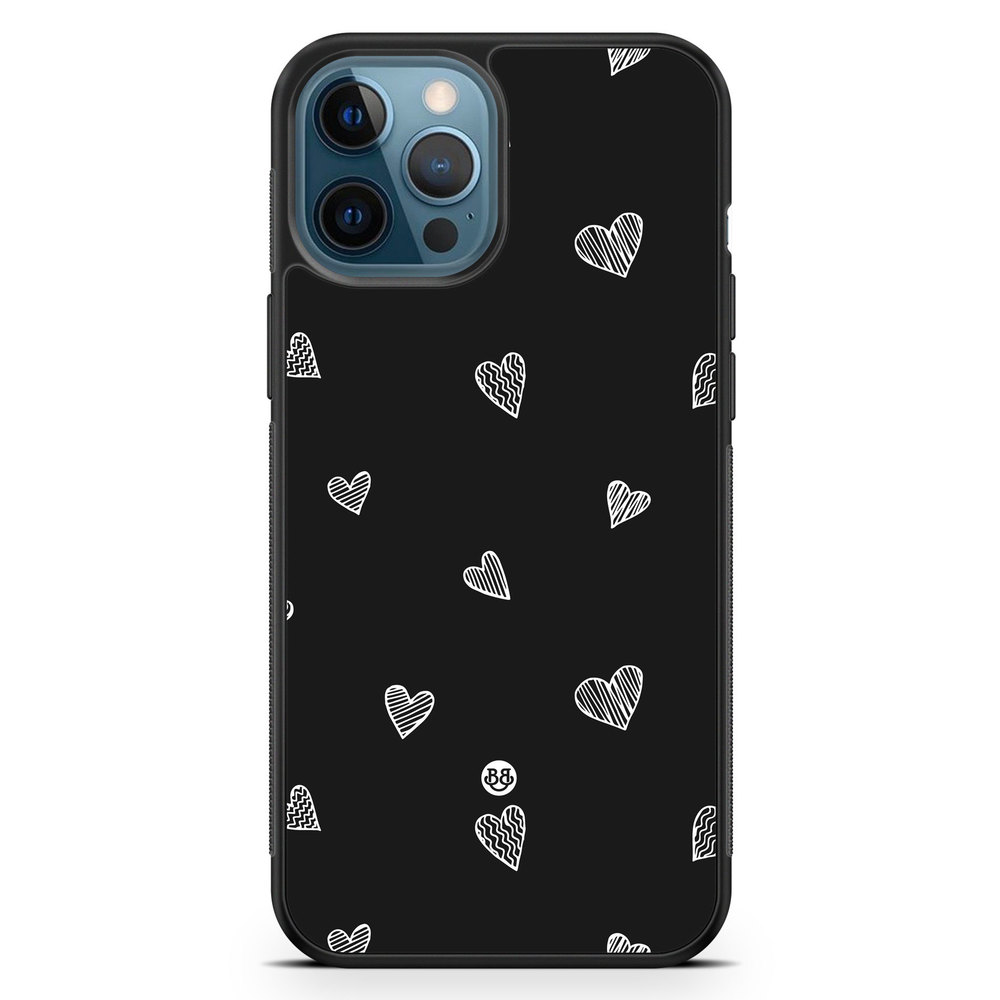 iPhone 12 Pro Case - Black & White Hearts