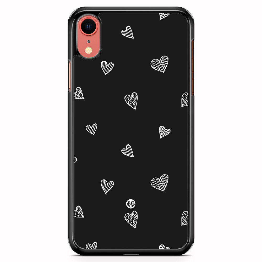 iPhone XR Case - Black & White Hearts