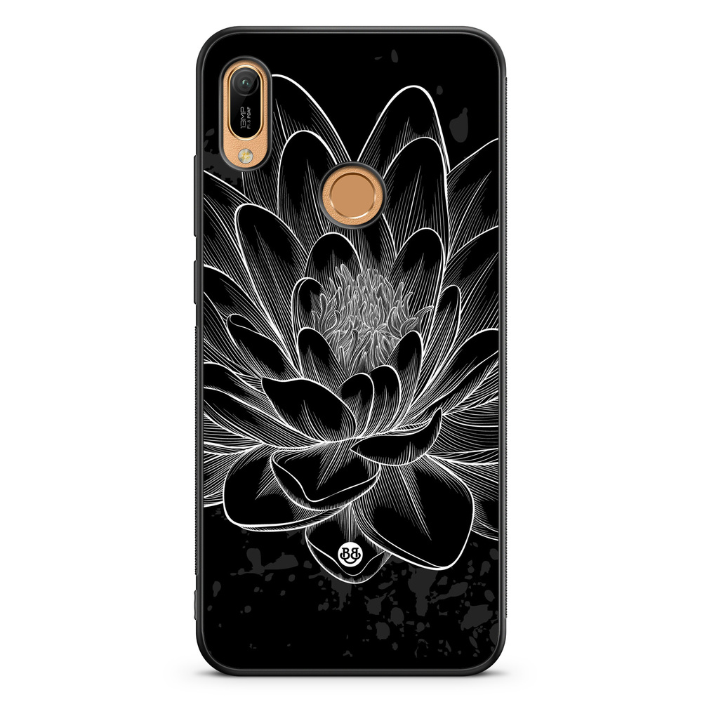 Huawei Y6 2019 Case - Black/White Lotus