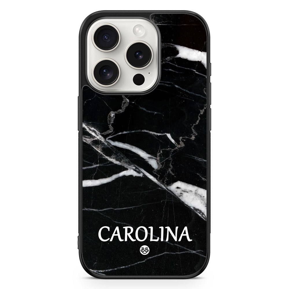 iPhone 15 Pro Custom Case - Black Marble Name