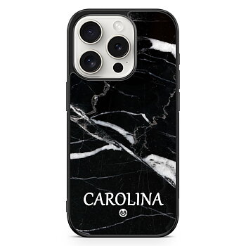 iPhone 15 Pro Custom Skal - Svart Marmor Namn