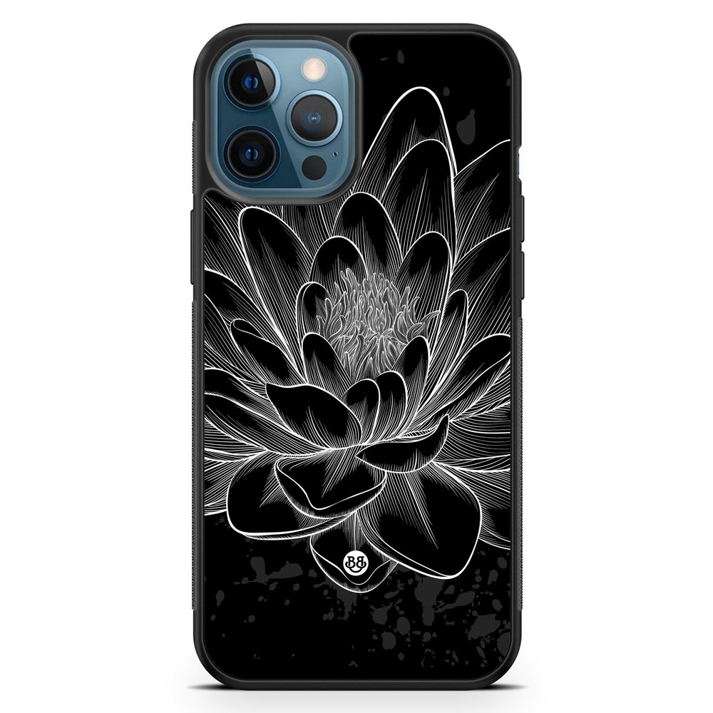 iPhone 12 Pro Case - Black/White Lotus