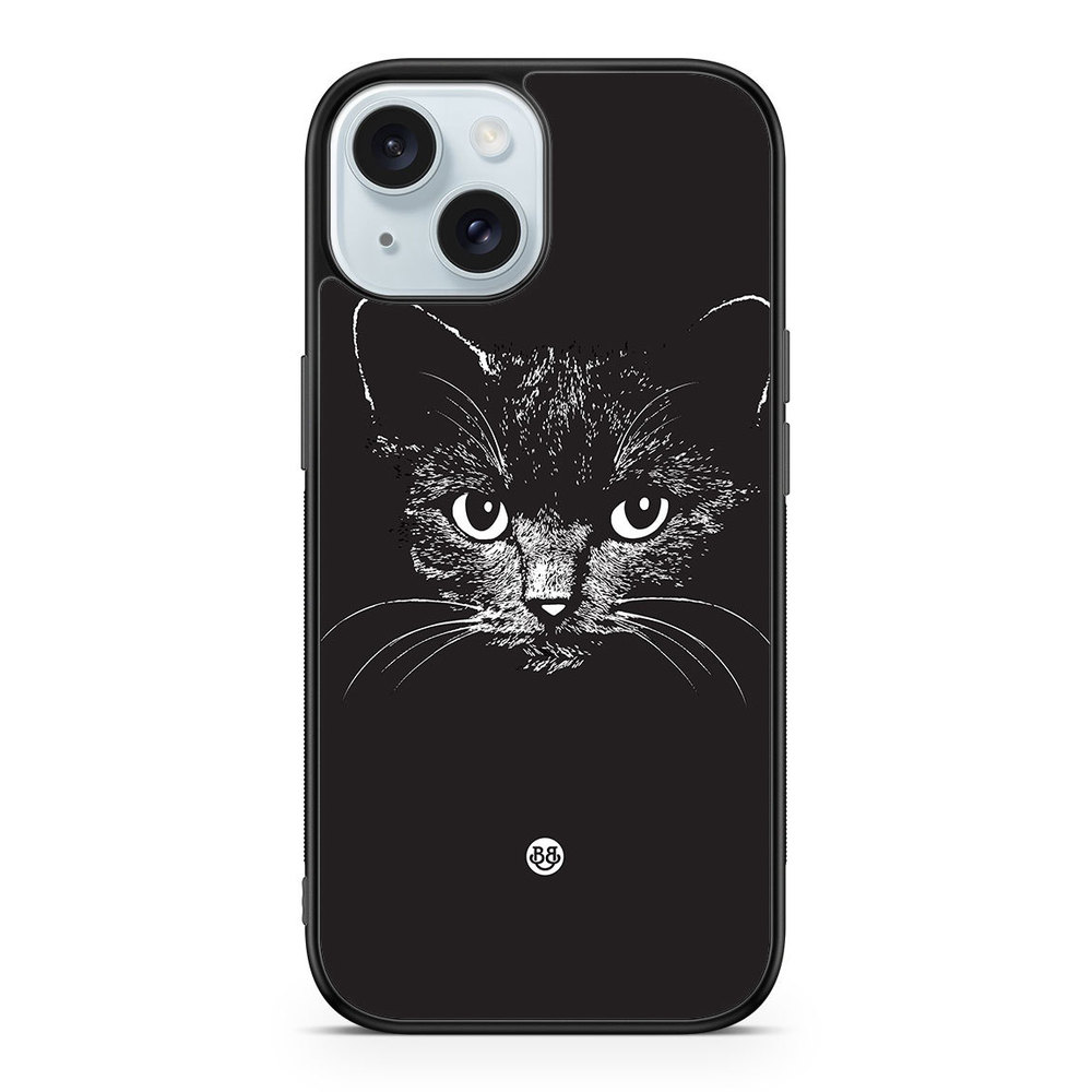 iPhone 15 Skal - Svart/vit katt