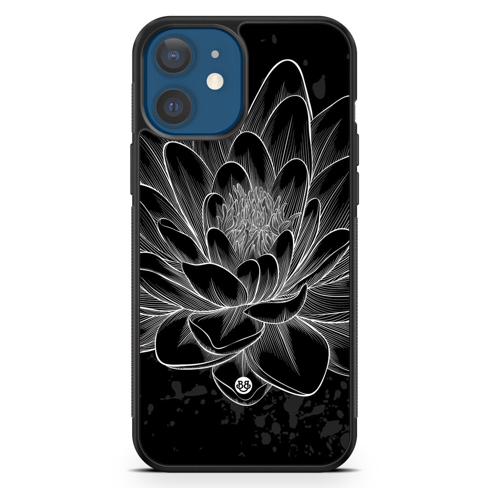 iPhone 12 Mini Case - Black/White Lotus