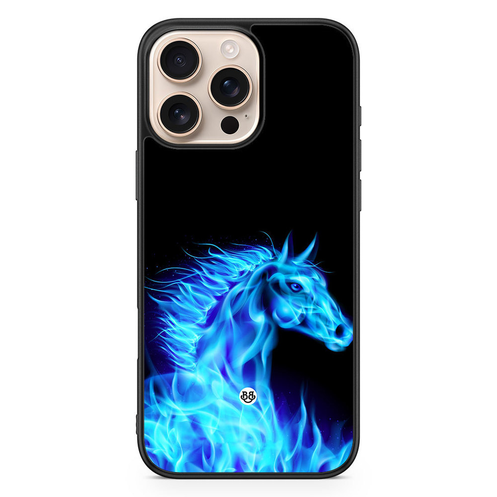 iPhone 16 Pro Max Case - Flames Horse Blue