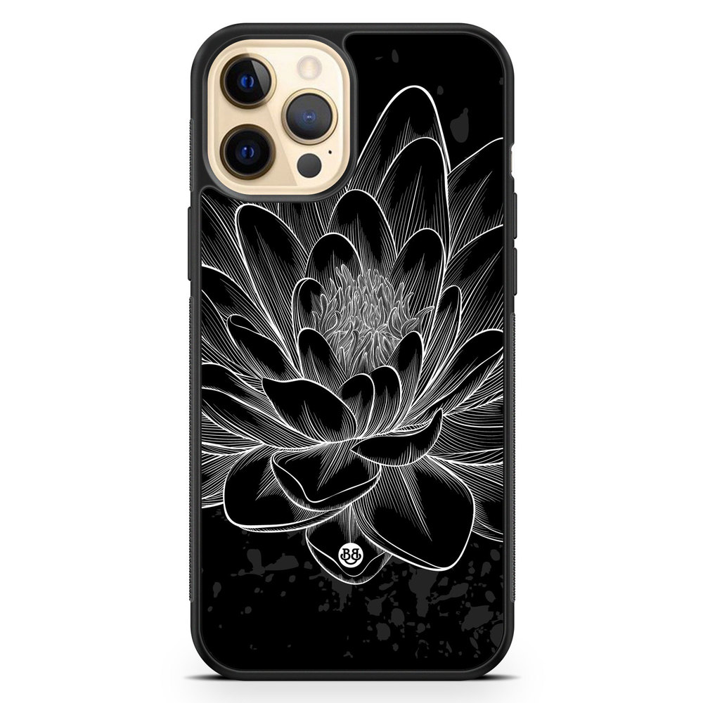 iPhone 12 Pro Max Case - Black/White Lotus