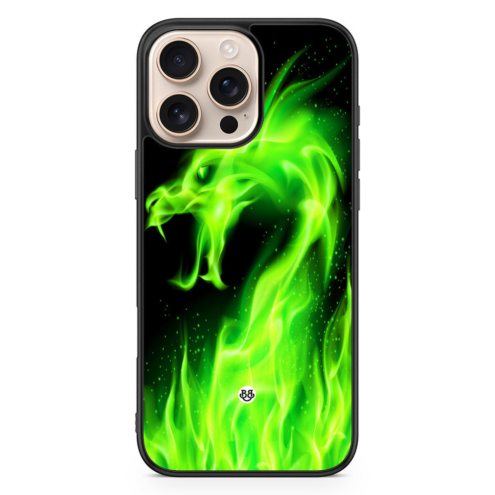 iPhone 16 Pro Max Case - Green Flames Dragon