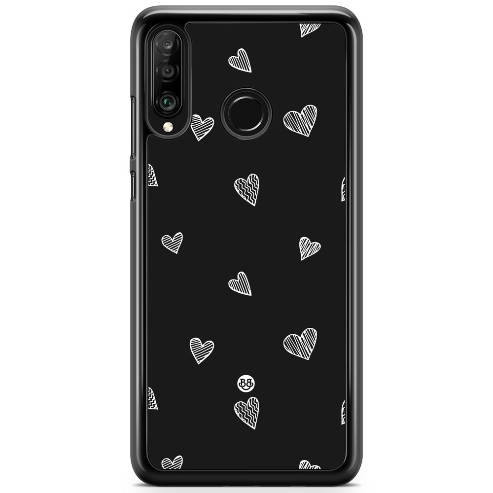 Huawei P30 Lite Case - Black & White Hearts