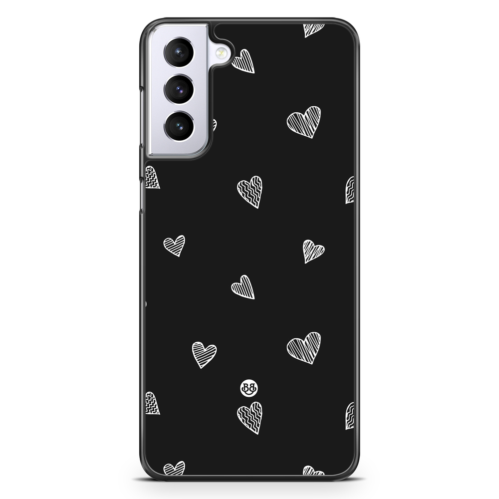Samsung Galaxy S21 Plus Case - Black & White Hearts