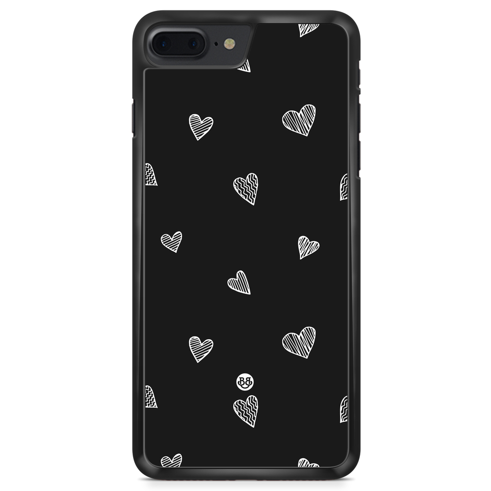 iPhone 8 Plus Case - Black & White Hearts