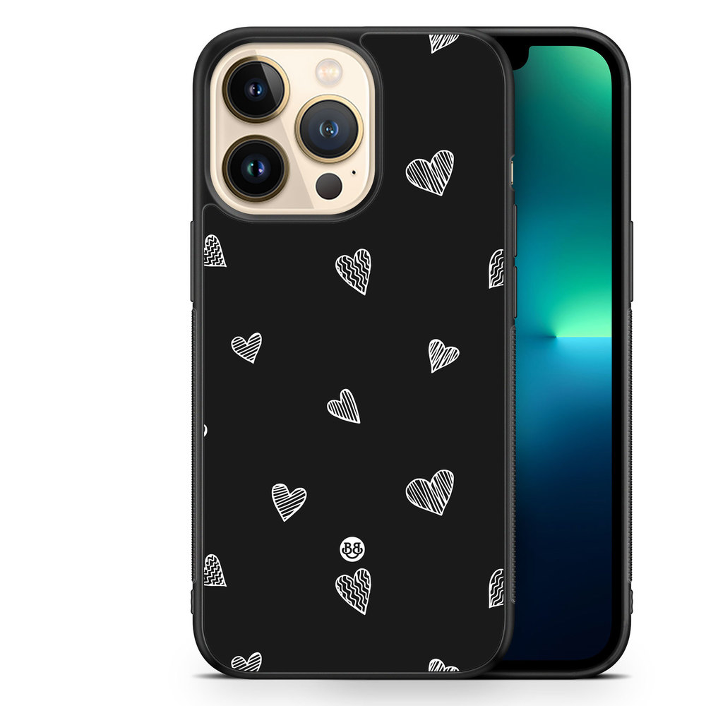 iPhone 13 Pro Case - Black & White Hearts