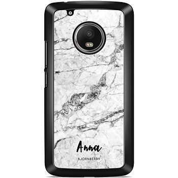Moto G5 Case Custom - White Marble Name