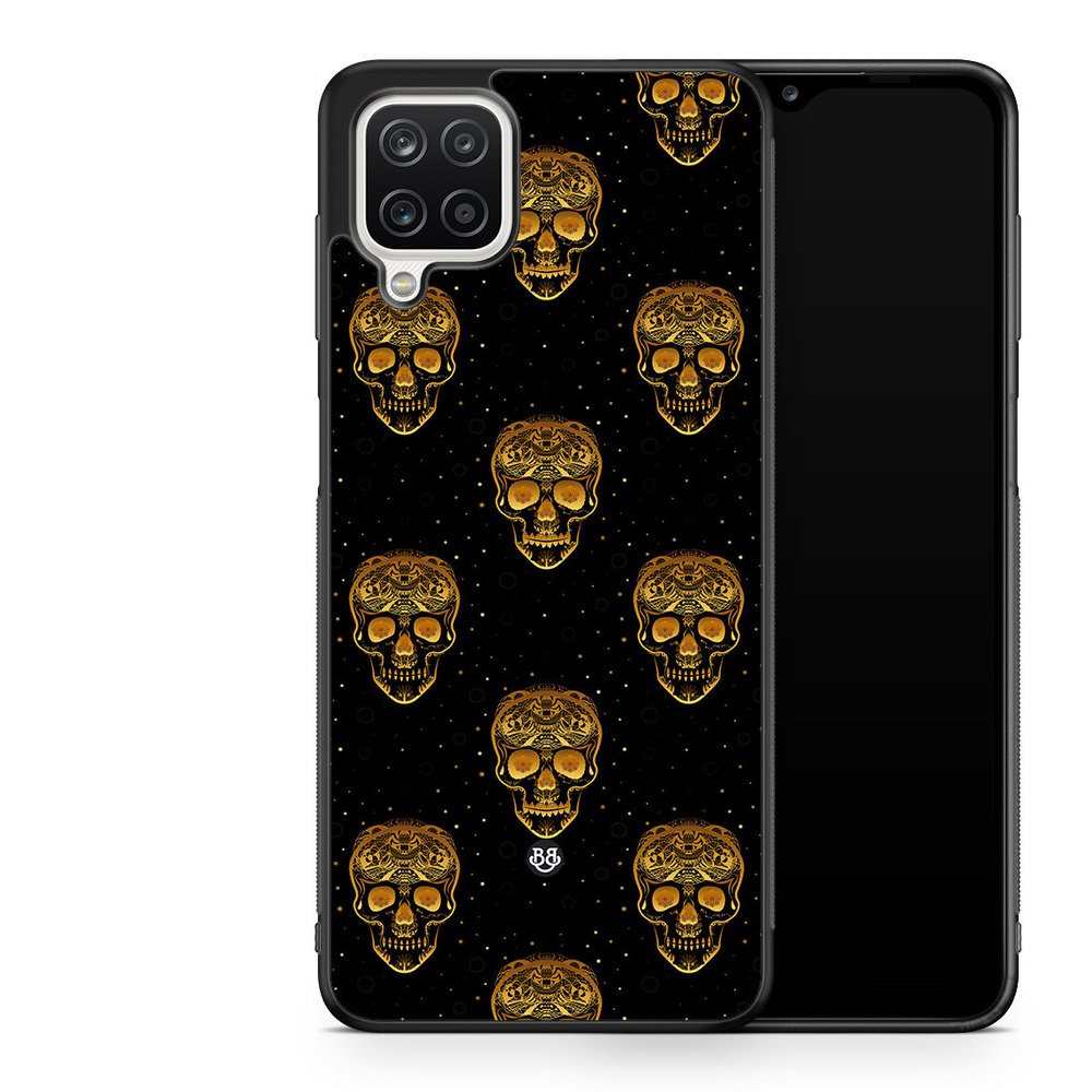 Samsung Galaxy A12 Case - Gold Skulls