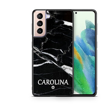 Samsung Galaxy S21 FE 5G Custom Case - Black Marble Name