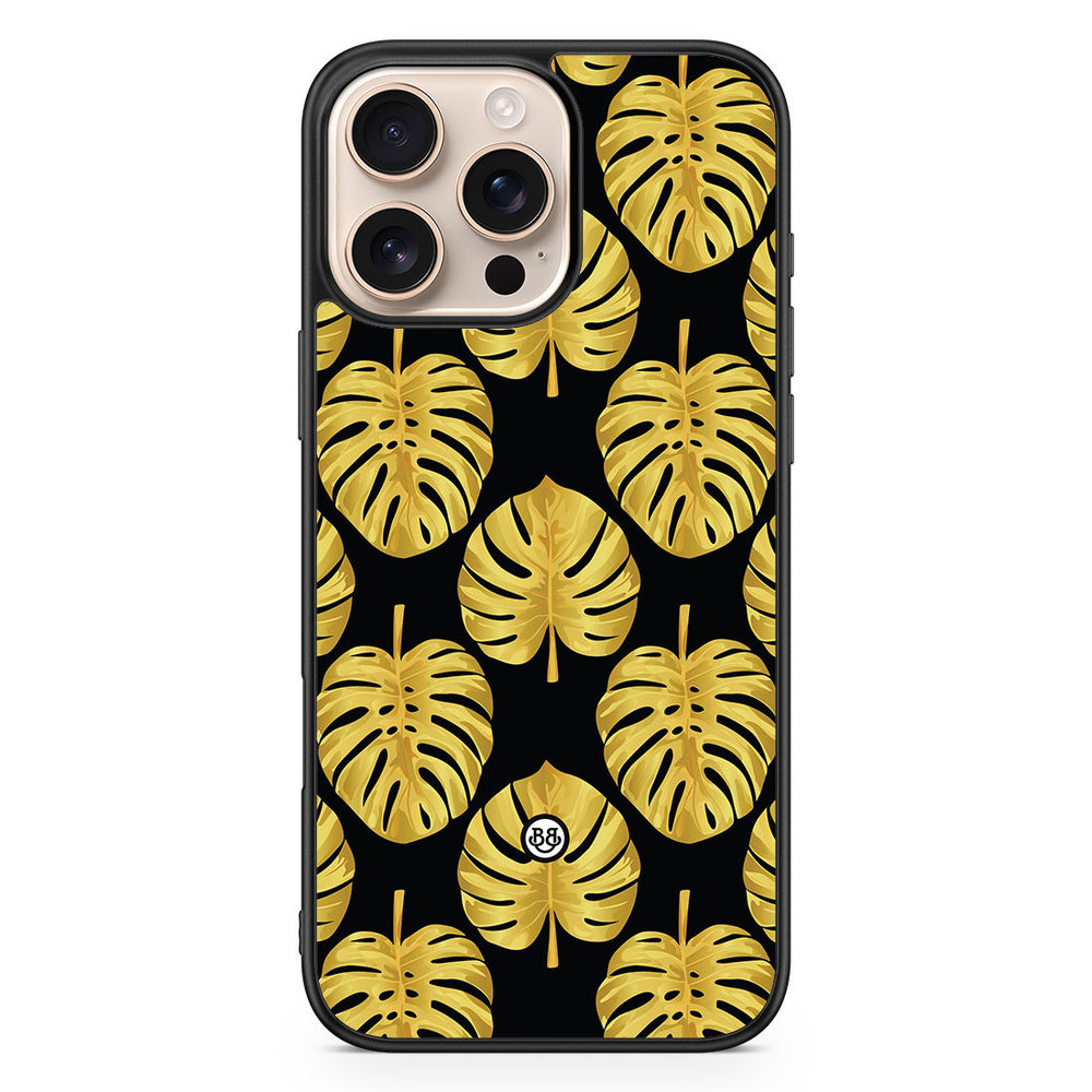 iPhone 16 Pro Max Case - Gold Monstera