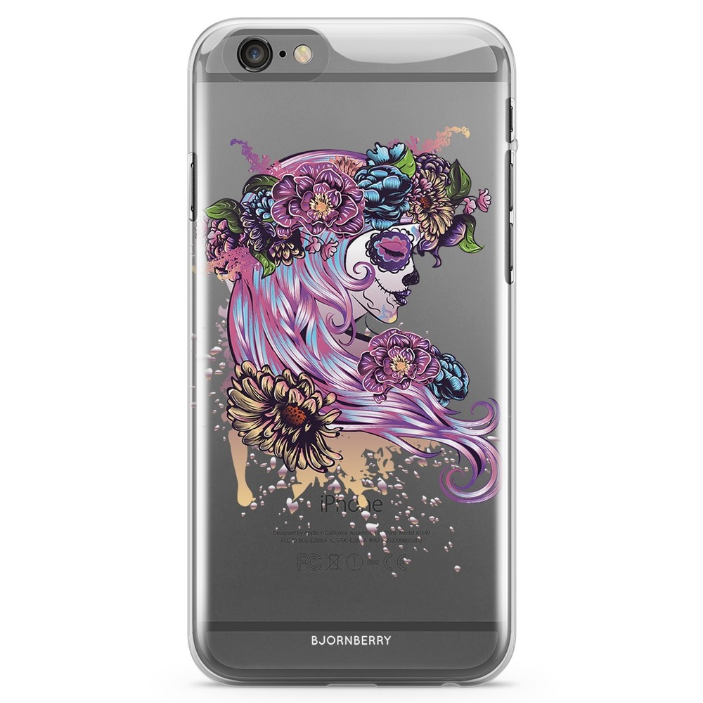 iPhone 6 Plus/6s Plus TPU Case - Skull Girl Flowers
