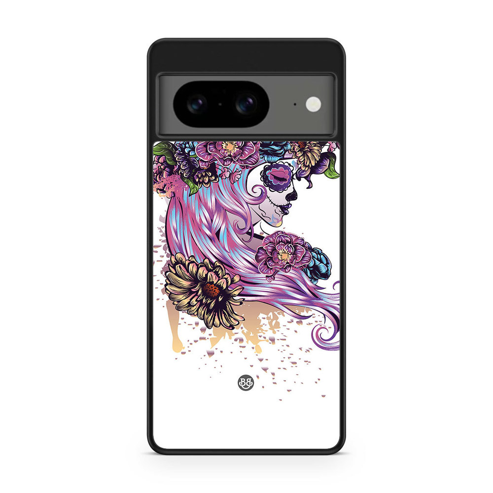 Google Pixel 8 Case - Skull Girl Flowers