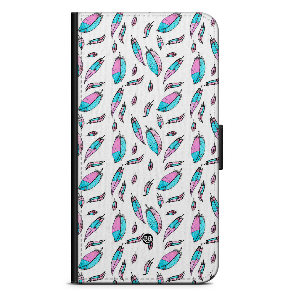 Xiaomi 12 Pro Wallet Case - Pink/Blue Feathers