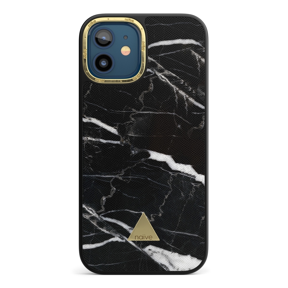 Naive iPhone 12 Case - Black Marble