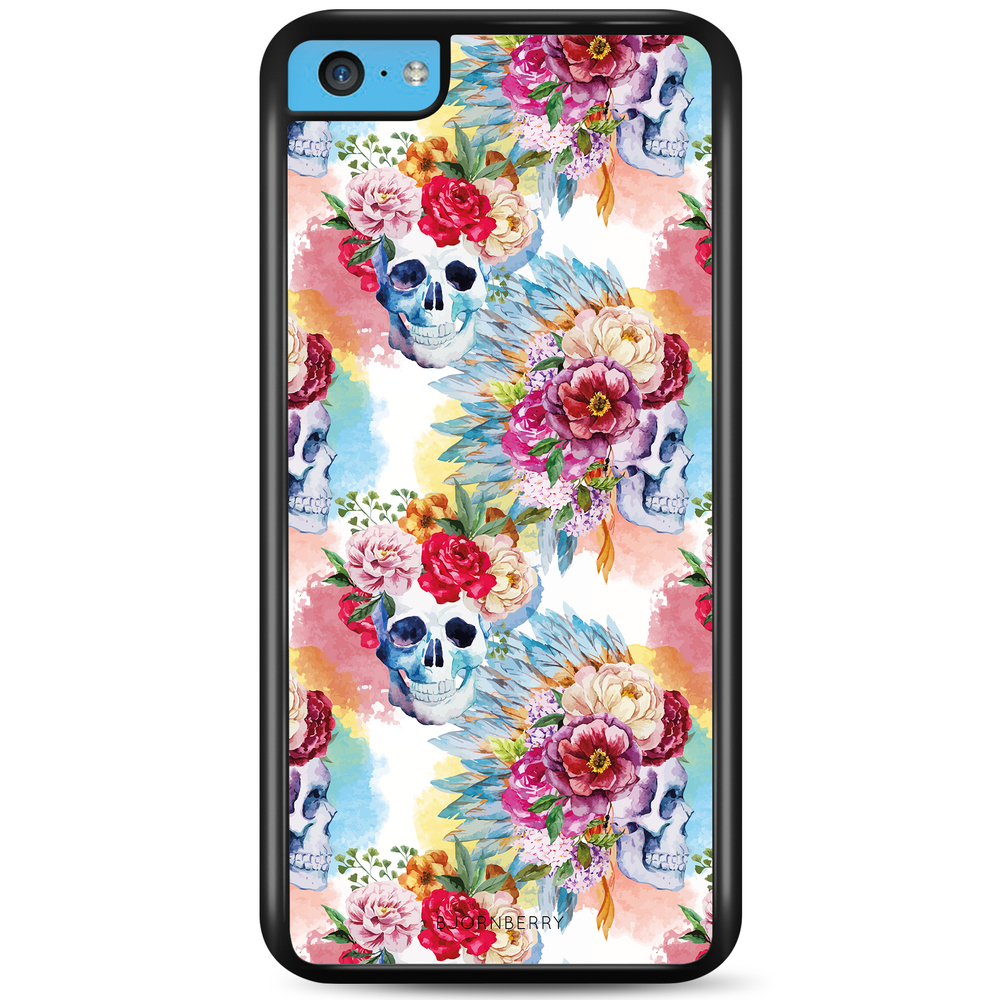 iPhone 5C Case - Skulls And Flowers