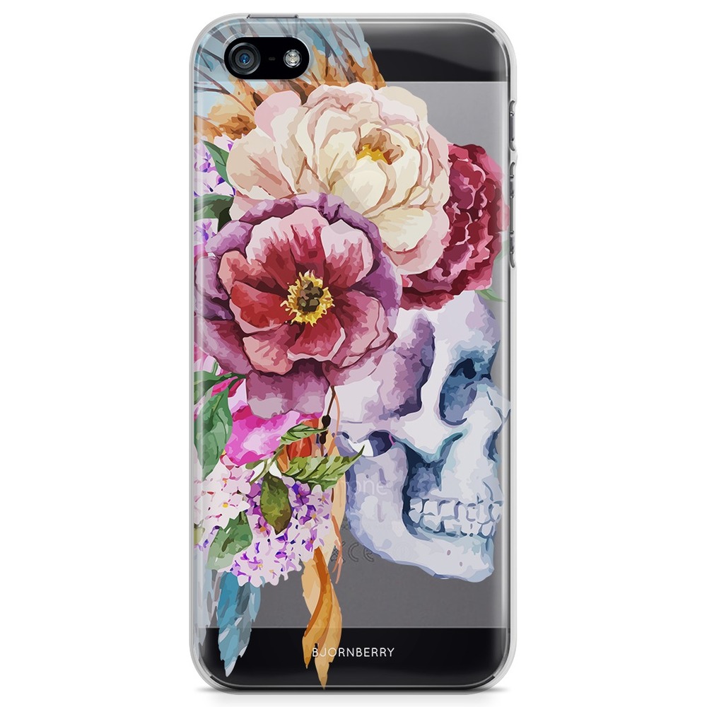 iPhone 5/5S/SE (2016) TPU Case - Skull & Flowers
