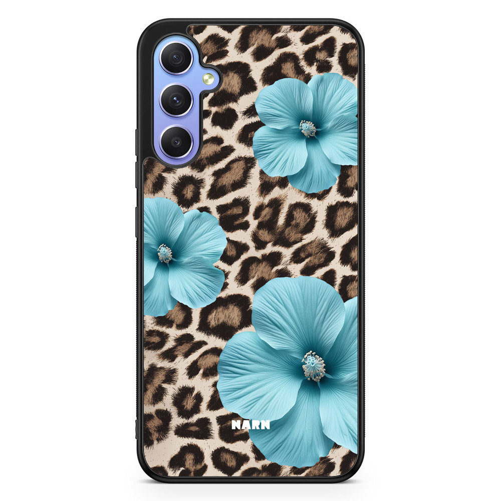 Samsung Galaxy A34 5G Case - Hibiscus Era - Turquoise Leopard