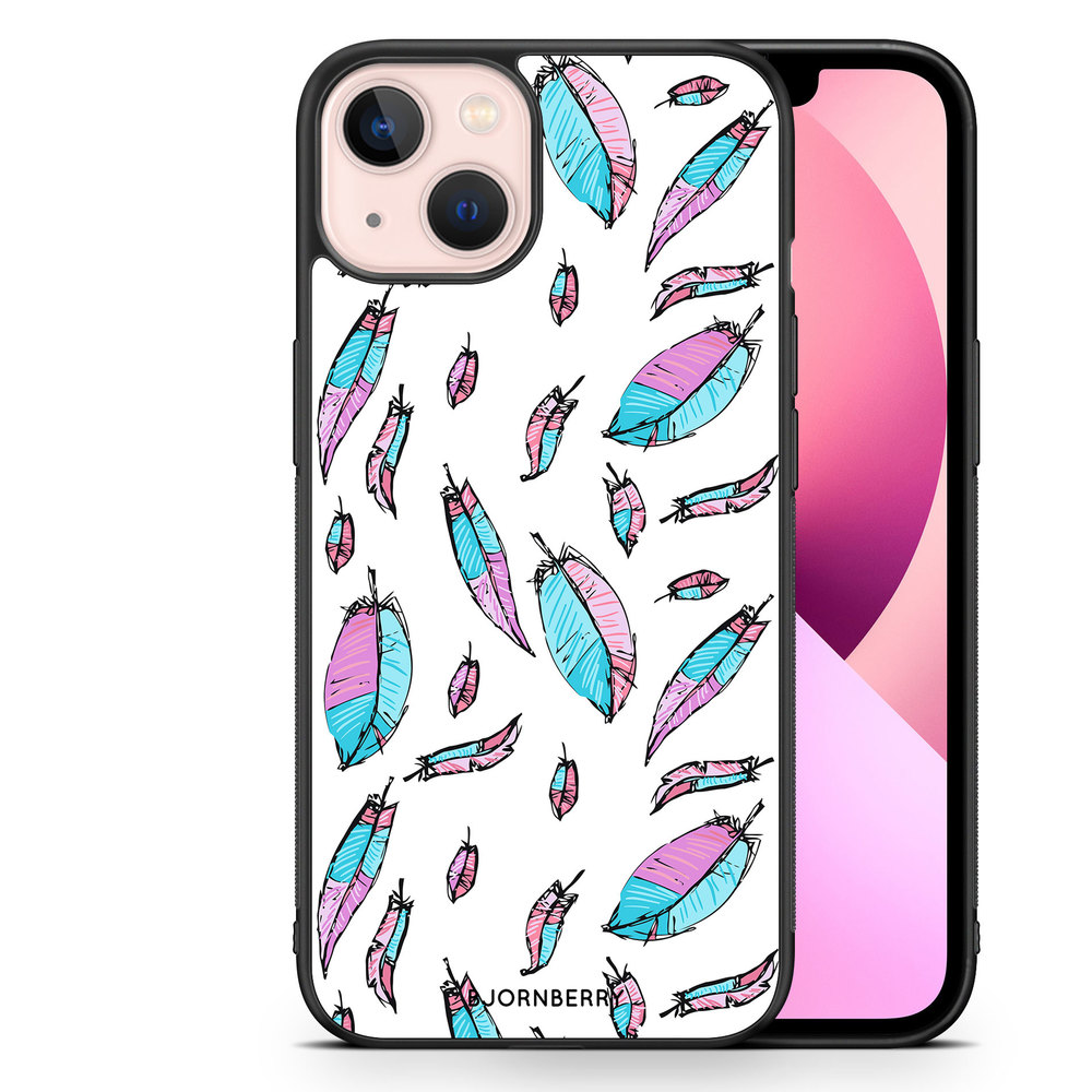 iPhone 13 Case - Pink/Blue Feathers