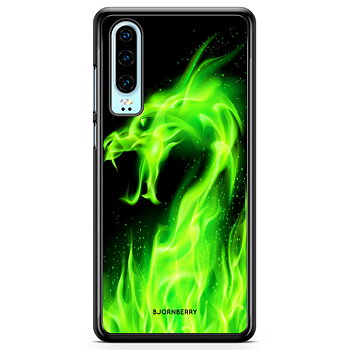 Huawei P30 Skal - Grön Flames Dragon