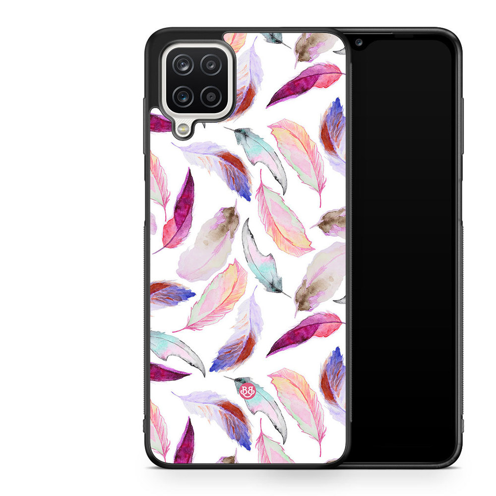 Samsung Galaxy A12 Case - Watercolor Feathers