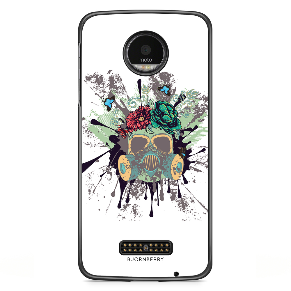Motorola Moto Z Case - Gas Mask Flowers