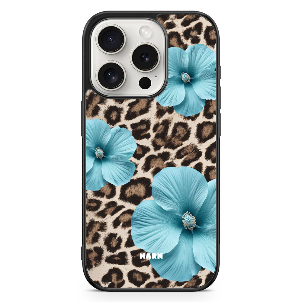iPhone 15 Pro Case - Hibiscus Era - Turquoise Leopard