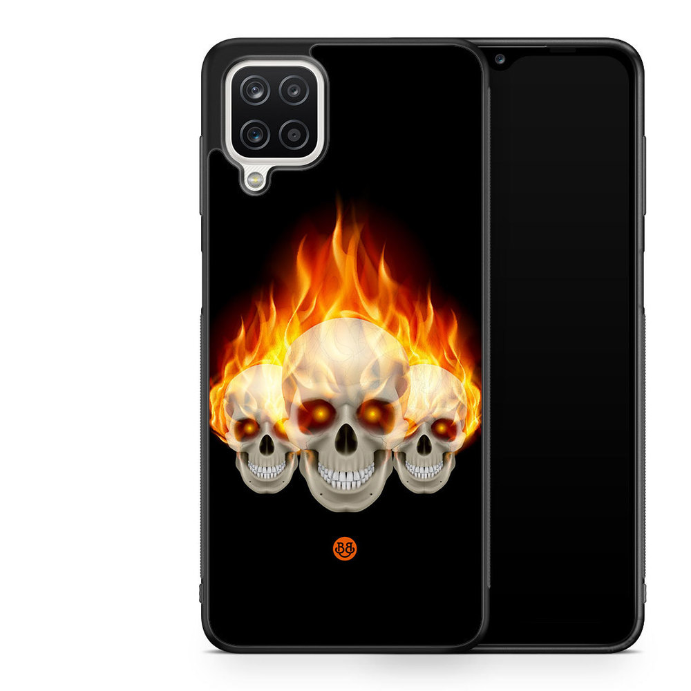 Samsung Galaxy A12 Case - Flames Skulls