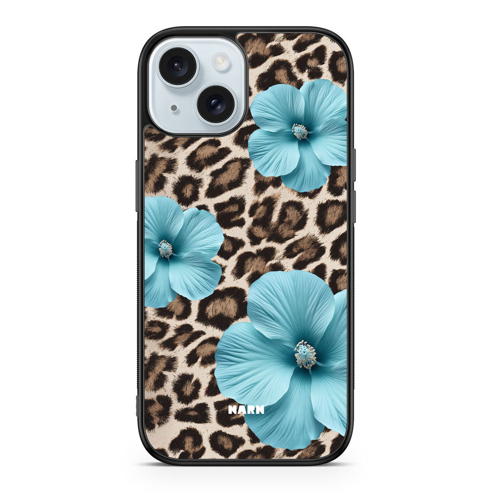iPhone 15 Case - Hibiscus Era - Turquoise Leopard