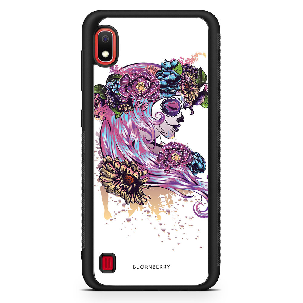 Samsung Galaxy A10 Case - Skull Girl Flowers