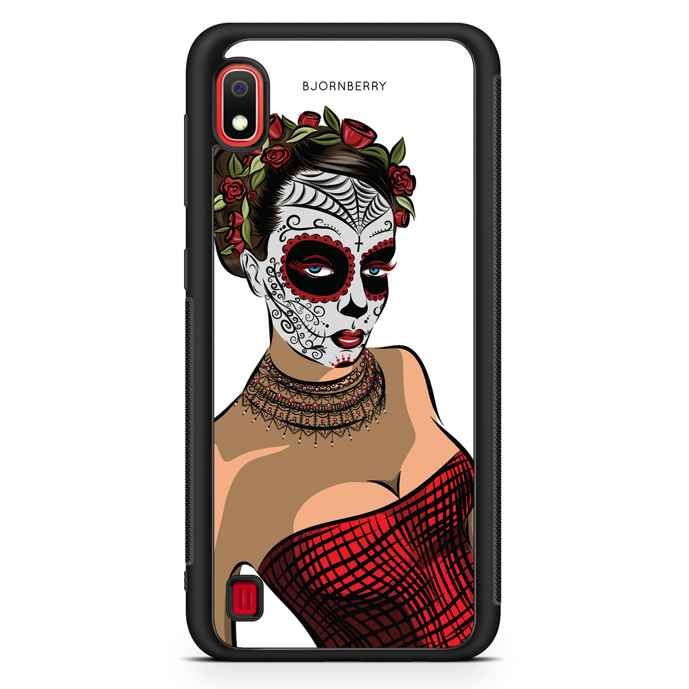 Samsung Galaxy A10 Case - Skull Mask Flowers