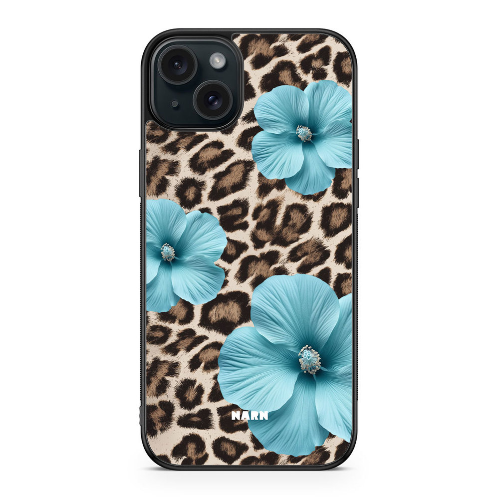 iPhone 15 Plus Case - Hibiscus Era - Turquoise Leopard