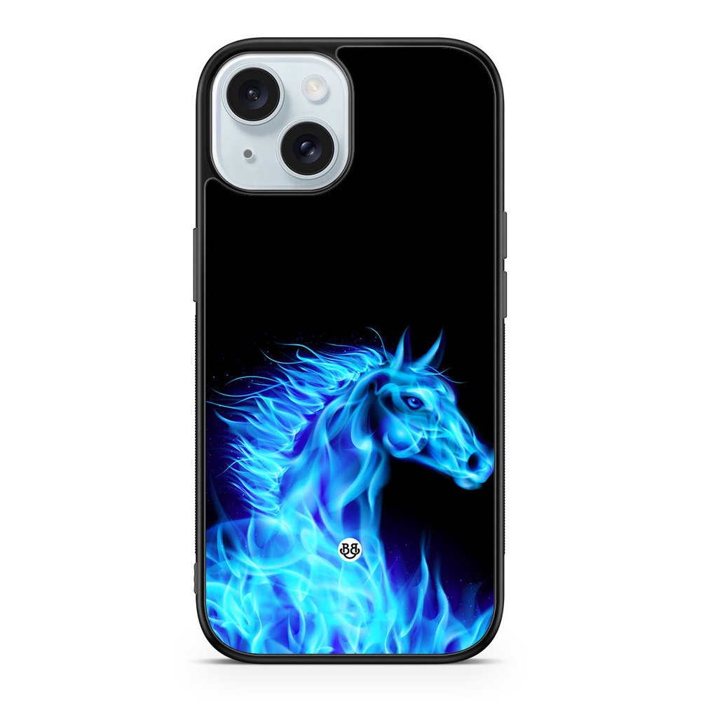 iPhone 15 Case - Flames Horse Blue