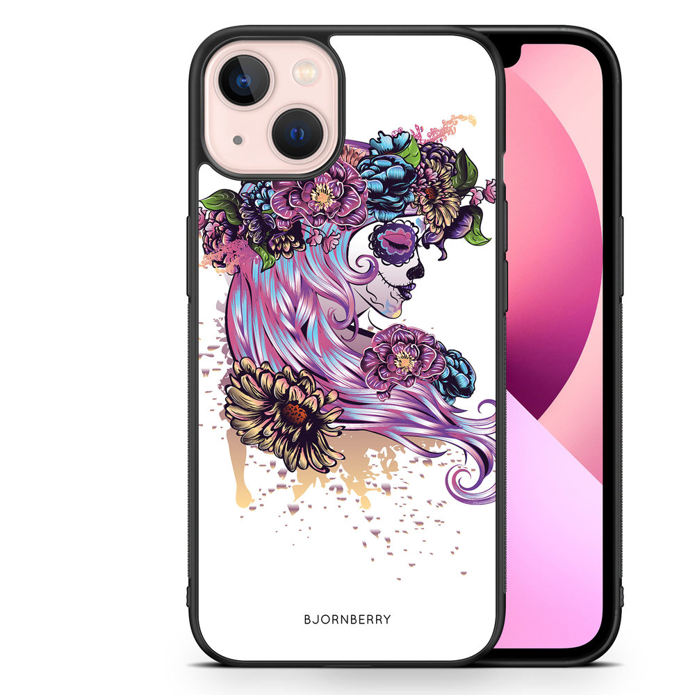 iPhone 13 Case - Skull Girl Flowers