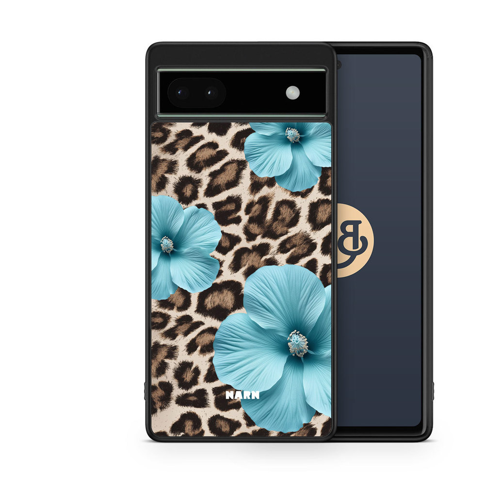 Google Pixel 6a Case - Hibiscus Era - Turquoise Leopard