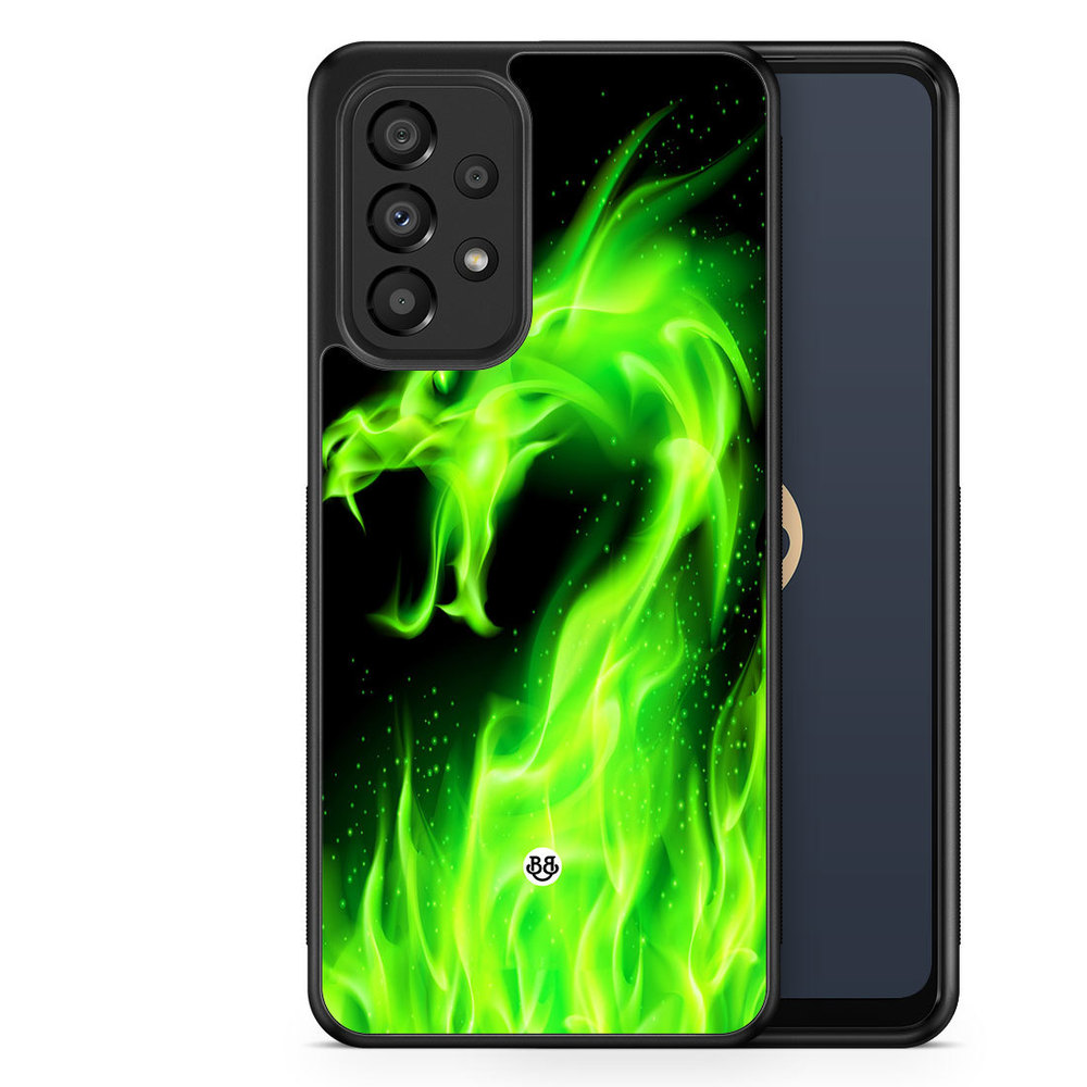 Samsung Galaxy A33 5G Case - Green Flames Dragon