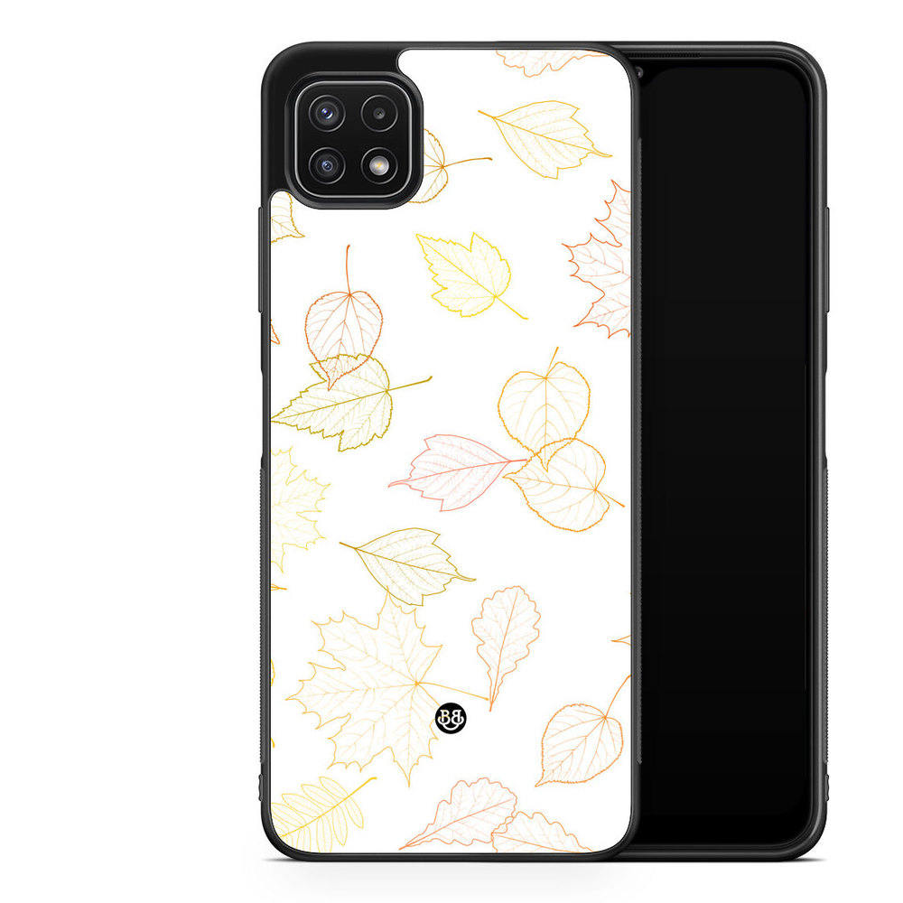 Samsung Galaxy A22 5G Case - Vit med Löv
