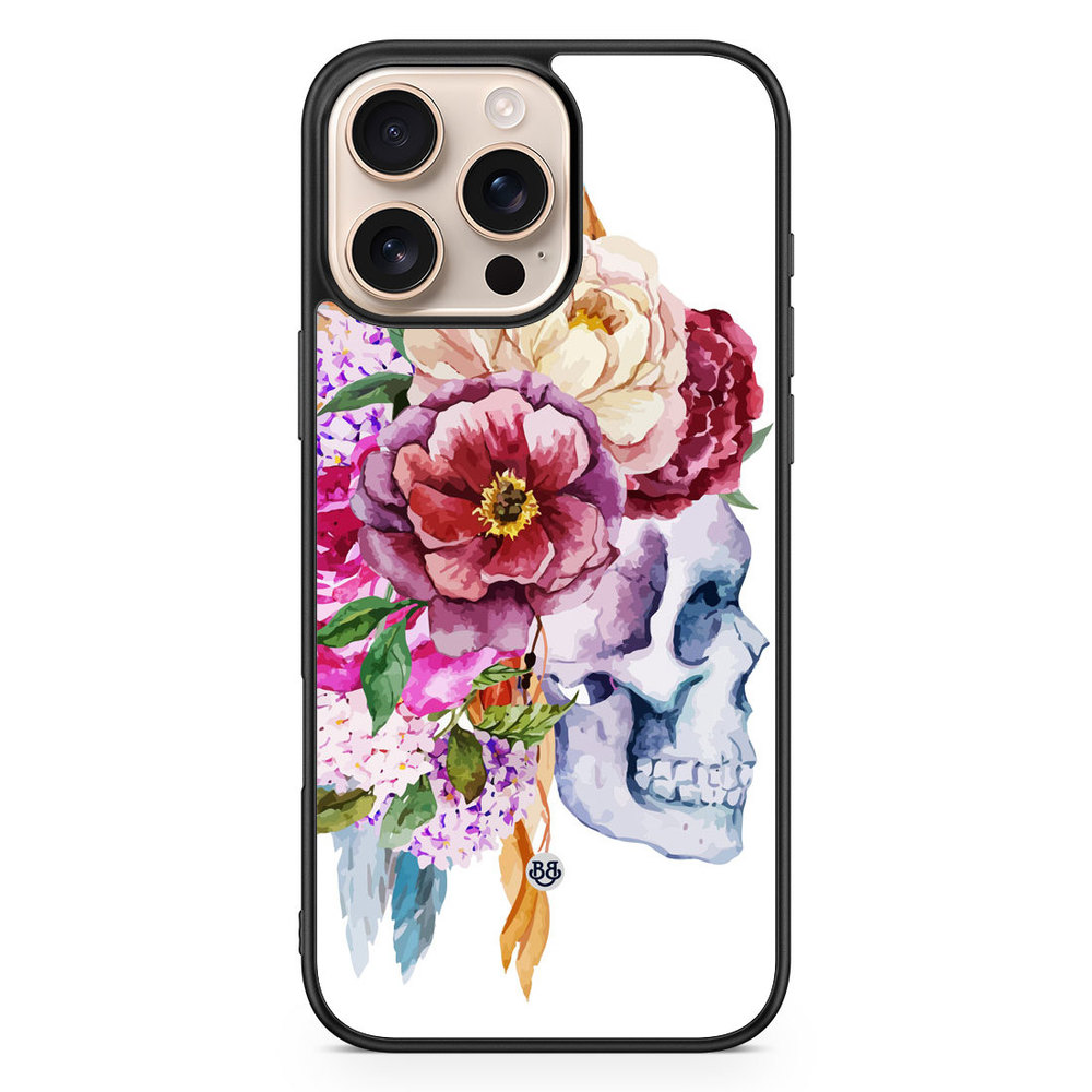 iPhone 16 Pro Max Case - Skull & Flowers