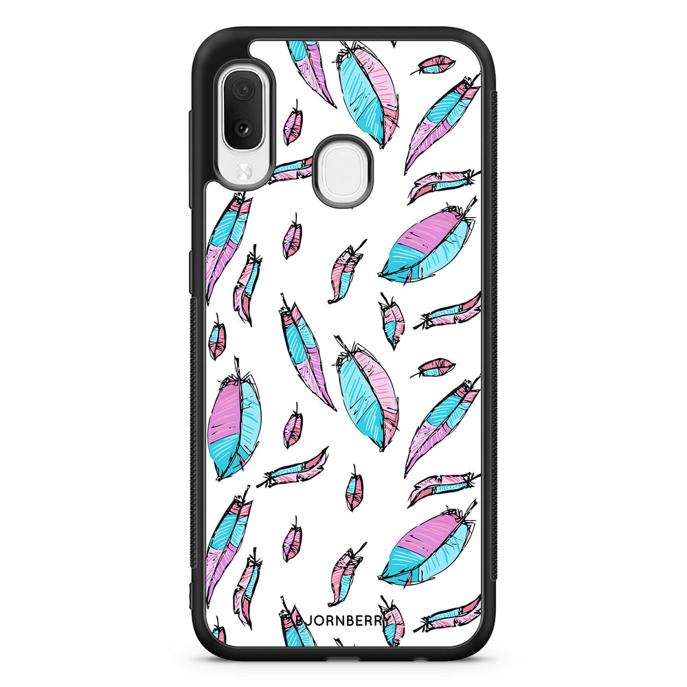 Samsung Galaxy A20e Case - Pink/Blue Feathers
