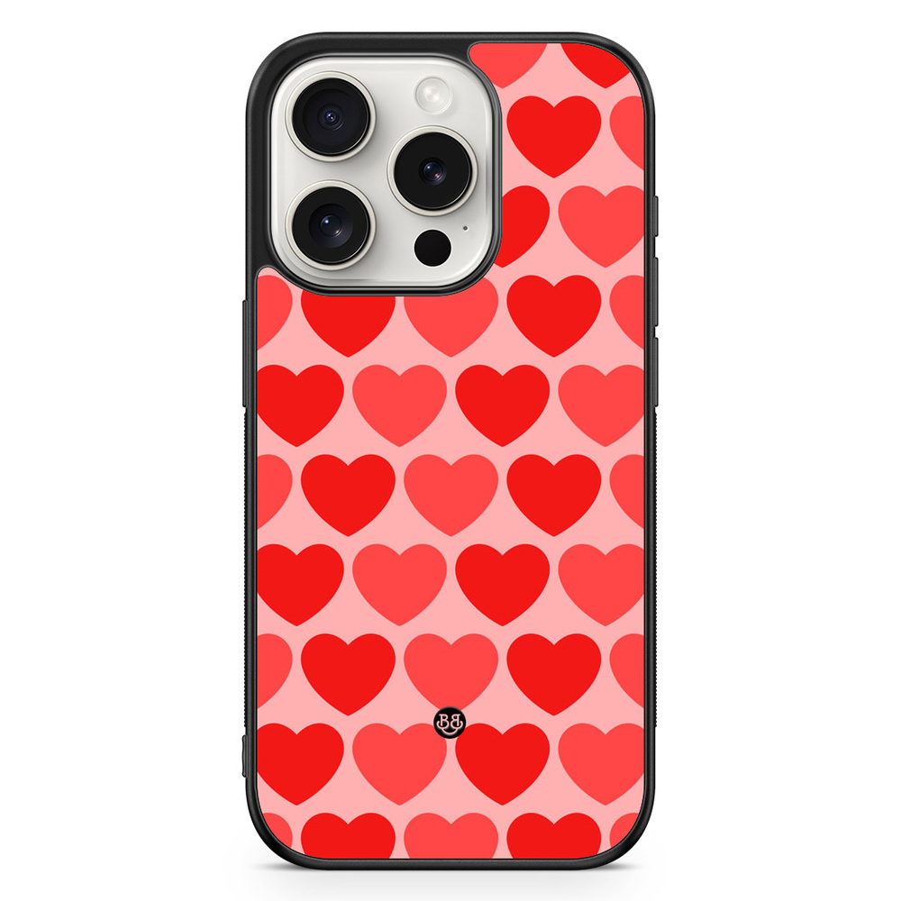 iPhone 15 Pro Case - Red Hearts