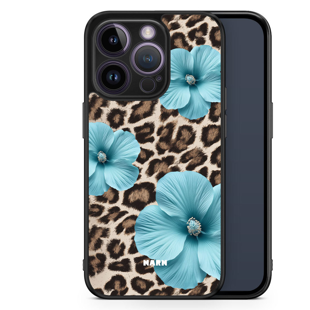 iPhone 14 Pro Case - Hibiscus Era - Turquoise Leopard