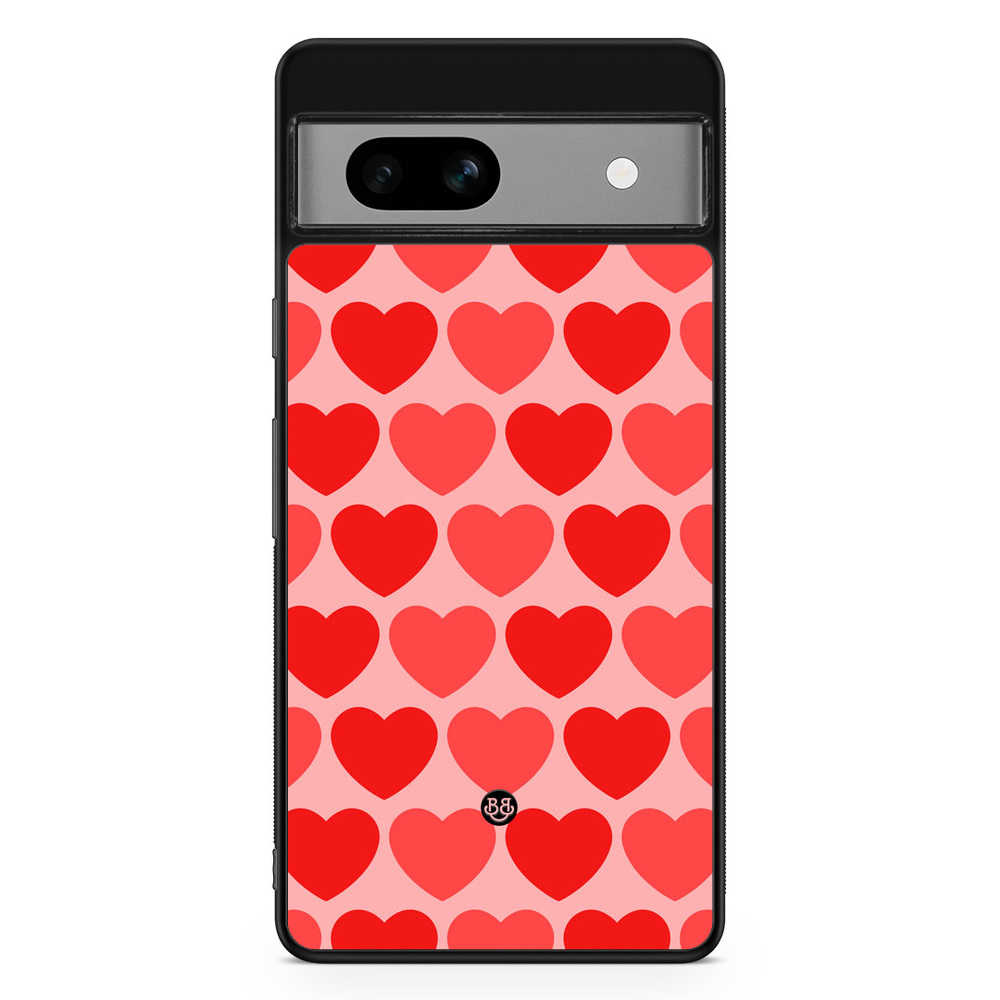 Google Pixel 7a Case - Red Hearts