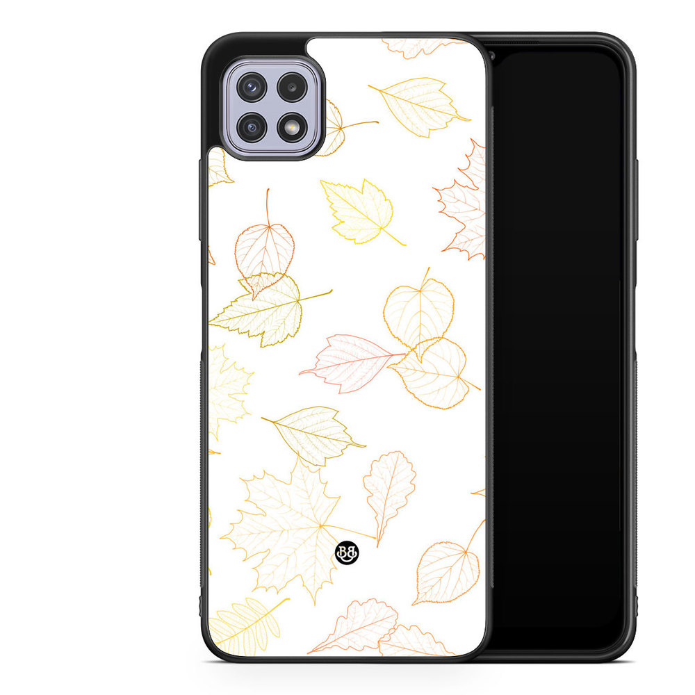 Samsung Galaxy A22 4G Case - Vit med Löv